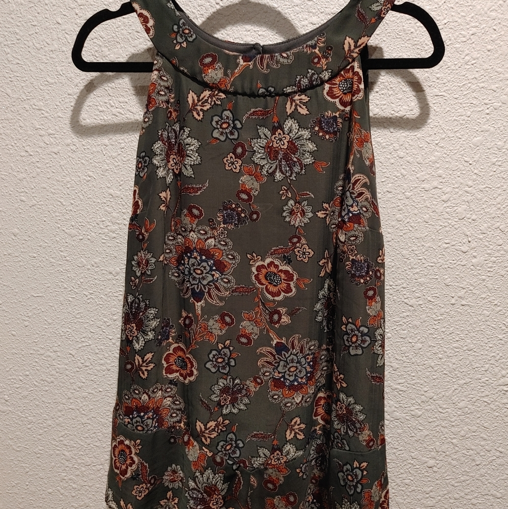 Olive Green floral sleeveless top XL by AB Studio